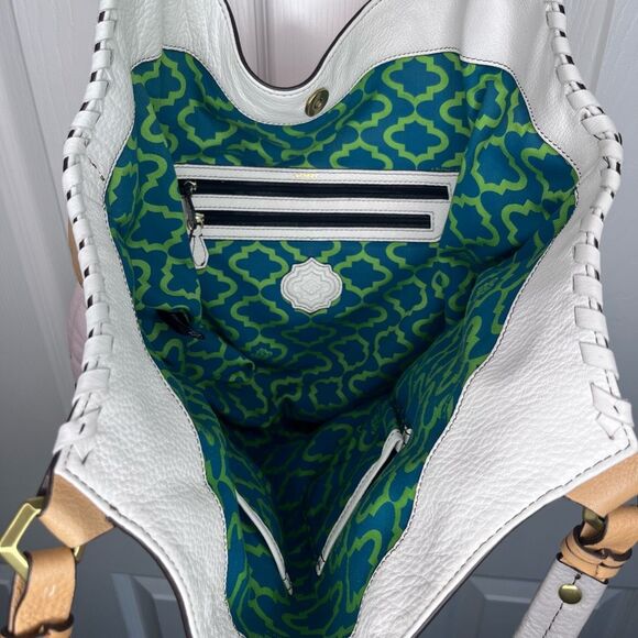 XL Oryany Top Handle Hobo Bag Neutral Color Pink Tan Large Leather - Picture 5 of 11